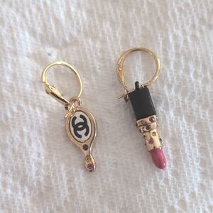 Chanel Gold and Red Charm Earrings